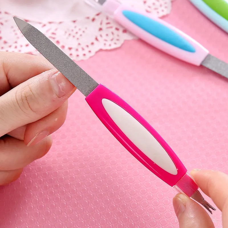 Double Sided Nail Filer, Stainless Steel Nail Trimmer, Multifunctional 2 in 1 Manicure Tool, Nail Buffer Cuticle Pusher Double Sided Nail Filer, Stainless Steel Nail Trimmer, Multifunctional 2 in 1 Manicure Tool, Nail Buffer Cuticle Pusher